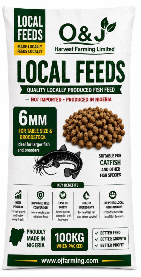 6mm Local Catfish Feed (Table Size & Broodstock) — O&J Harvest Nigeria